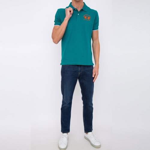 Чоловіче поло LA MARTINA MAN POLO S/S PIQUET STRETCH VERDE