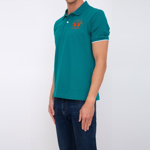 Чоловіче поло LA MARTINA MAN POLO S/S PIQUET STRETCH VERDE
