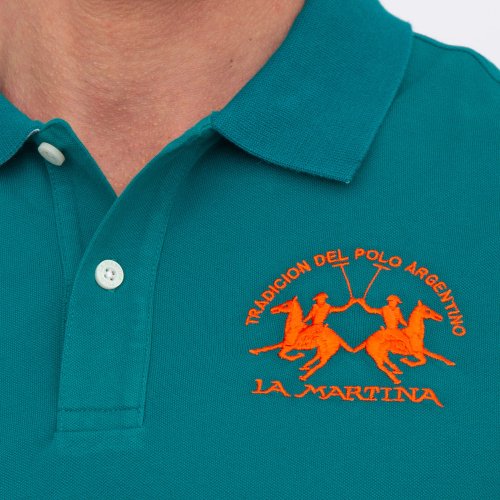 Чоловіче поло LA MARTINA MAN POLO S/S PIQUET STRETCH VERDE