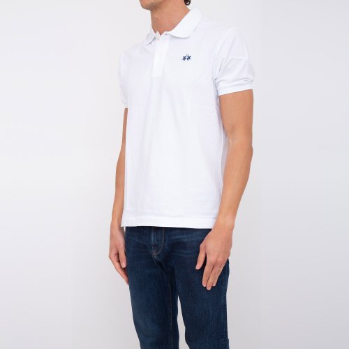 Мужское поло LA MARTINA MAN POLO S/S SLEEVE 30/1 COTTO BIANCO