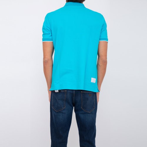 Чоловіче поло LA MARTINA  MAN POLO S/S PIQUET STRETCH AZZURRO