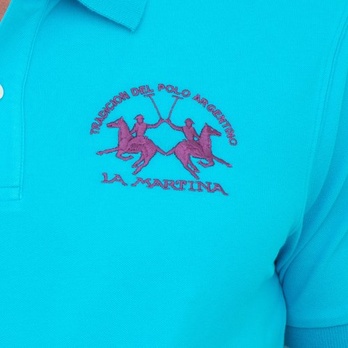 Чоловіче поло LA MARTINA  MAN POLO S/S PIQUET STRETCH AZZURRO