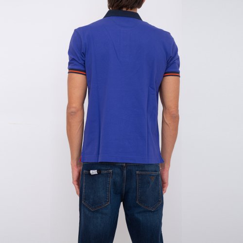 Чоловіче поло LA MARTINA  MAN POLO S/S PIQUET STRETCH BLU