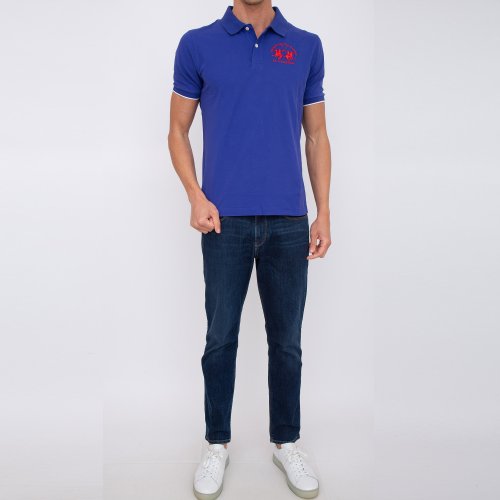 Мужское поло LA MARTINA MAN MAN POLO S/S PIQUET STRETCH BLU