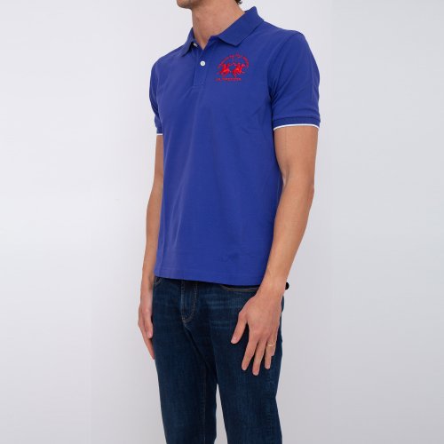 Мужское поло LA MARTINA MAN MAN POLO S/S PIQUET STRETCH BLU