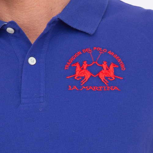 Мужское поло LA MARTINA MAN MAN POLO S/S PIQUET STRETCH BLU