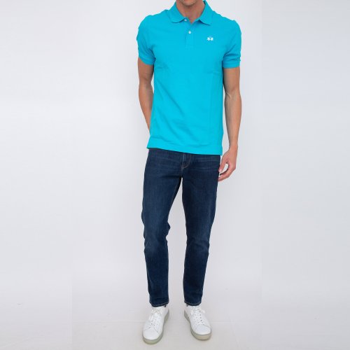 Мужское поло LA MARTINA MAN POLO S/S SLEEVE 30/1 COTTO AZZURRO