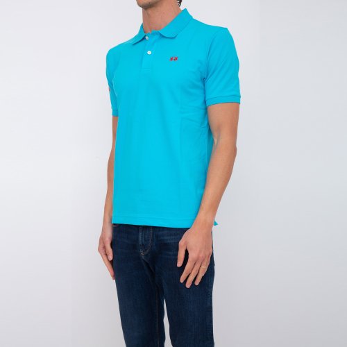 Чоловіче поло LA MARTINA MAN POLO S/S PIQUET STRETCH AZZURRO
