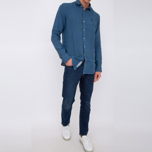 Мужская рубашка с длинным рукавом LA MARTINA MAN SHIRT L/S LIGHT LINEN BLU