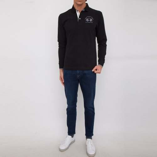 Мужское поло LA MARTINA MAN POLO S/S HEAVY JERSEY NERO