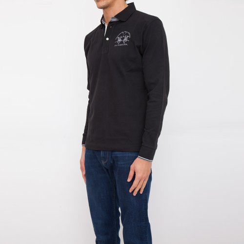 Мужское поло LA MARTINA MAN POLO S/S HEAVY JERSEY NERO
