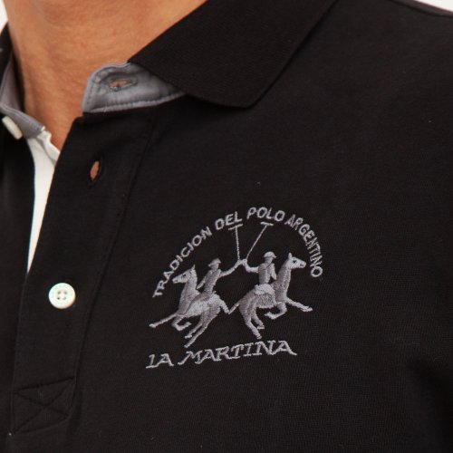 Мужское поло LA MARTINA MAN POLO S/S HEAVY JERSEY NERO
