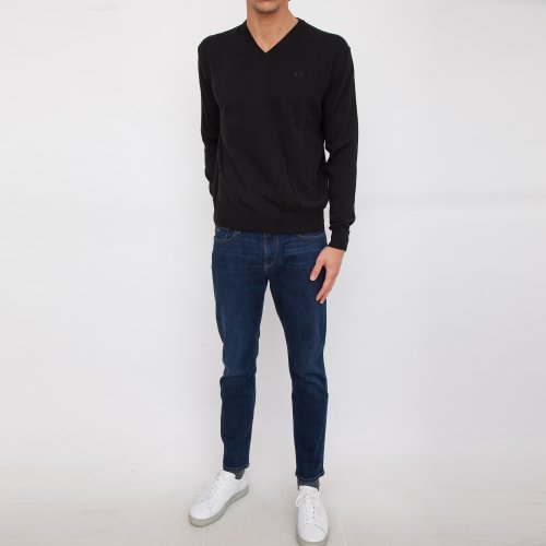 Мужской свитер LA MARTINA MAN TRICOT V NECK MIXED WOOL C NERO