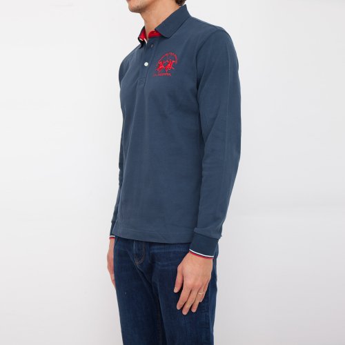 Чоловіче поло LA MARTINA MAN POLO S/S HEAVY JERSEY BLU