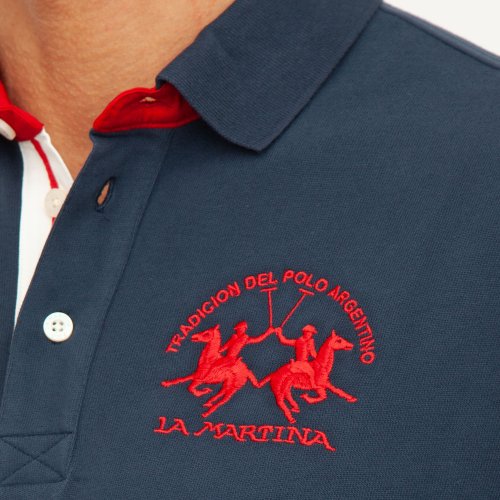 Чоловіче поло LA MARTINA MAN POLO S/S HEAVY JERSEY BLU
