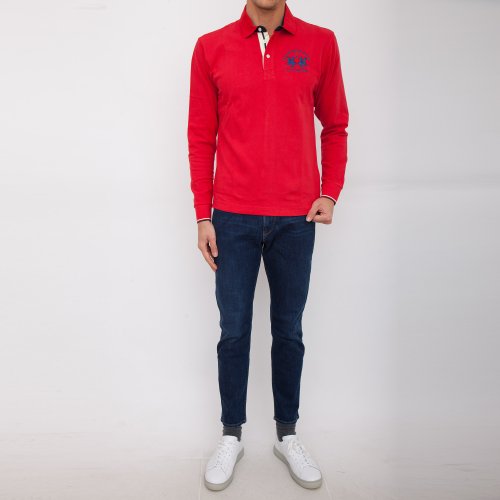 Чоловіче поло LA MARTINA MAN POLO S/S HEAVY JERSEY ROSSO