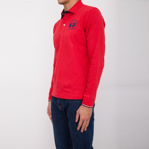 Чоловіче поло LA MARTINA MAN POLO S/S HEAVY JERSEY ROSSO