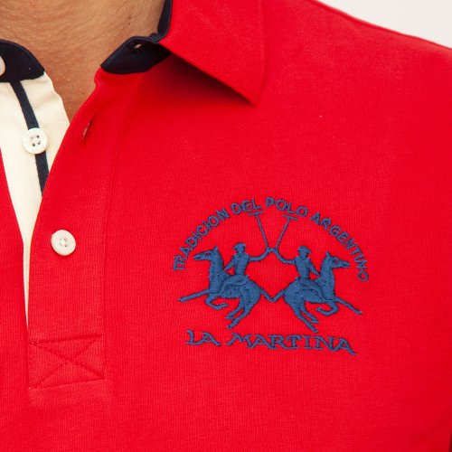 Чоловіче поло LA MARTINA MAN POLO S/S HEAVY JERSEY ROSSO