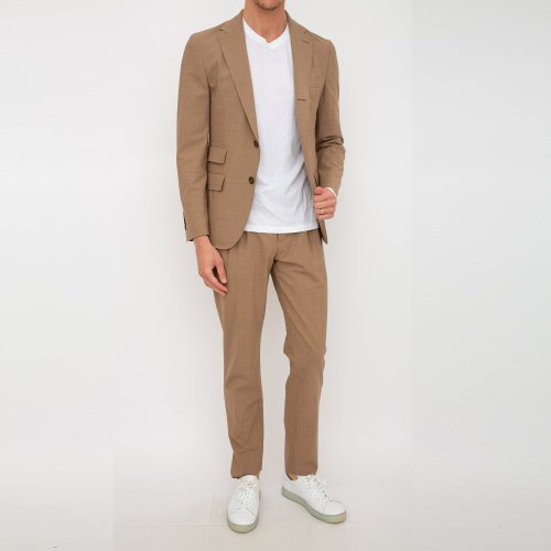 Мужской классический костюм ELEVENTY SINGLE BREASTED SUIT PENCES PANTS CAMMELLO