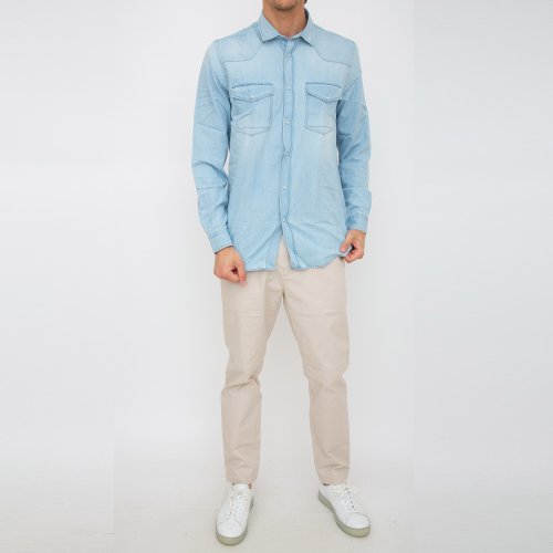 Чоловіча сорочка з довгим рукавом LIU JO CAMICIA BLU DENIM