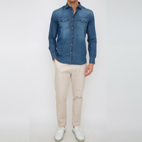 Чоловіча сорочка з довгим рукавом LIU JO CAMICIA BLU DENIM