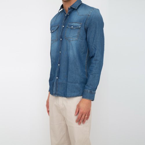 Чоловіча сорочка з довгим рукавом LIU JO CAMICIA BLU DENIM