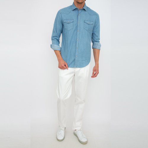 Мужская рубашка с длинным рукавом ELEVENTY LS TEXAS SHIRT BLU DENIM