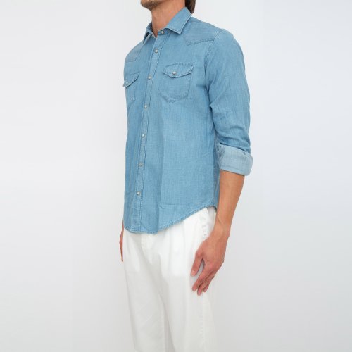 Мужская рубашка с длинным рукавом ELEVENTY LS TEXAS SHIRT BLU DENIM