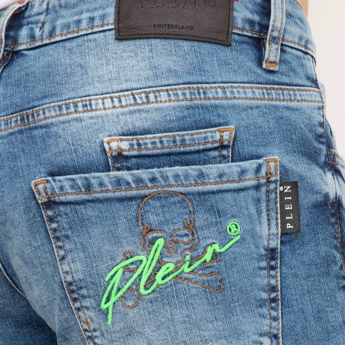 Мужские джинсы PHILIPP PLEIN Straight Supreme Skull BLU