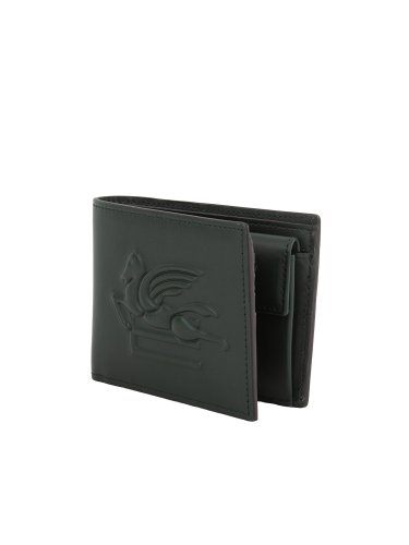 Мужской кошелек ETRO PORTAFOGLIO PELLE LOGO EMBOSSED 11X9 VERDE