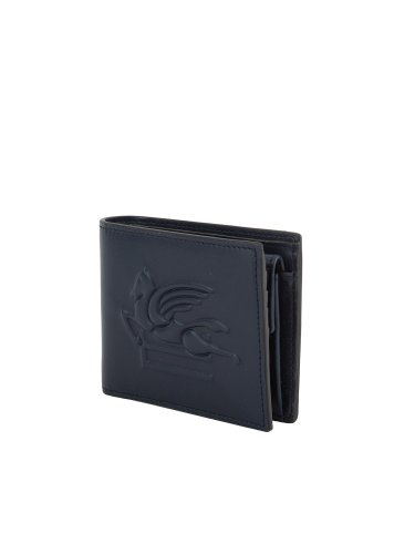 Мужской кошелек ETRO PORTAFOGLIO PELLE LOGO EMBOSSED 11X9 BLU