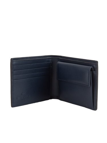 Мужской кошелек ETRO PORTAFOGLIO PELLE LOGO EMBOSSED 11X9 BLU