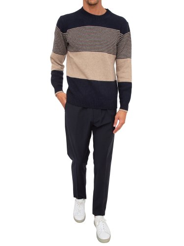 Чоловічий светр LIU JO MAGLIA GIRO MULTIRIGHE MULTIBLOCK BLU