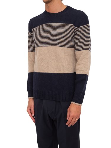Чоловічий светр LIU JO MAGLIA GIRO MULTIRIGHE MULTIBLOCK BLU