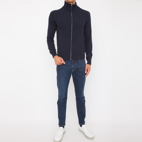 Мужской кардиган TRUSSARDI CARDIGAN FULL ZIP BLU