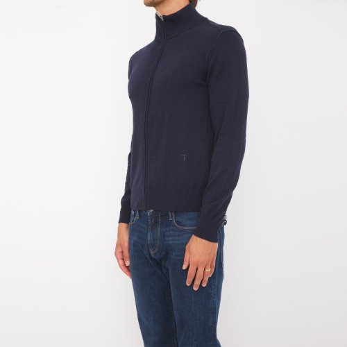 Мужской кардиган TRUSSARDI CARDIGAN FULL ZIP BLU