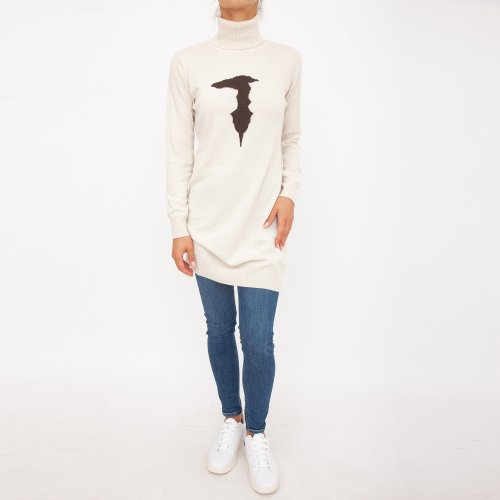 Жіноче плаття TRUSSARDI DRESS WITH LOGO AVORIO