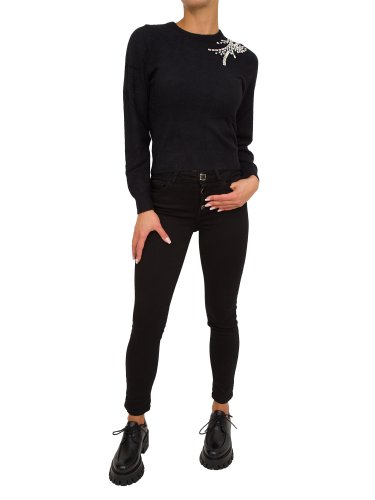 Женский свитер LIU JO MAGLIA CHIUSA M/L RICAMO NERO