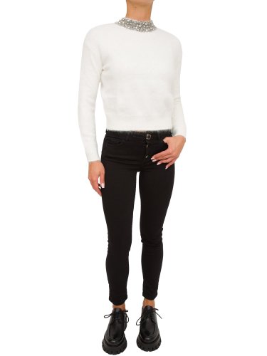 Жіночий светр LIU JO MAGLIA CHIUSA M/L RICAMO BIANCO