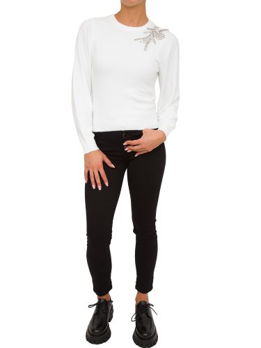Женский свитер LIU JO MAGLIA CHIUSA M/L RICAMO BIANCO