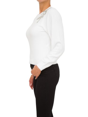 Женский свитер LIU JO MAGLIA CHIUSA M/L RICAMO BIANCO