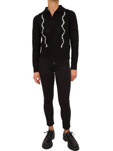 Женский свитер LIU JO MAGLIA CHIUSA M/L POLO CASTONI NERO