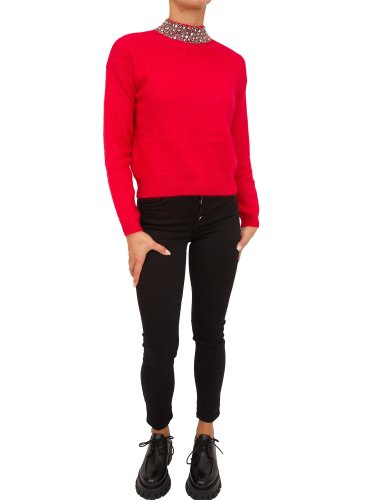 Женский свитер LIU JO MAGLIA CHIUSA M/L RICAMO ROSSO