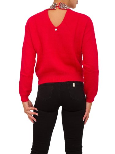 Женский свитер LIU JO MAGLIA CHIUSA M/L RICAMO ROSSO