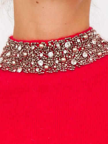 Женский свитер LIU JO MAGLIA CHIUSA M/L RICAMO ROSSO