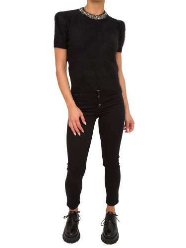 Женский свитер LIU JO MAGLIA CHIUSA M/C RICAMO NERO