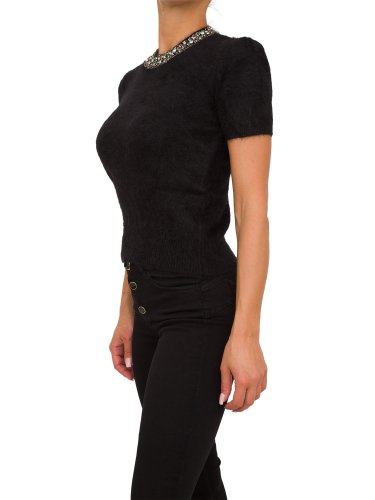 Женский свитер LIU JO MAGLIA CHIUSA M/C RICAMO NERO