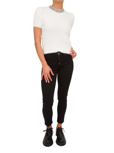 Жіночий светр LIU JO MAGLIA CHIUSA M/C RICAMO BIANCO