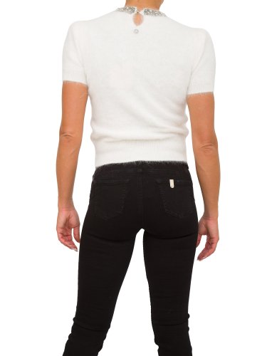 Жіночий светр LIU JO MAGLIA CHIUSA M/C RICAMO BIANCO