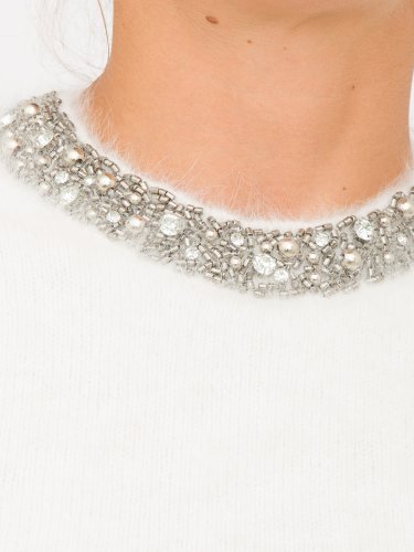 Жіночий светр LIU JO MAGLIA CHIUSA M/C RICAMO BIANCO